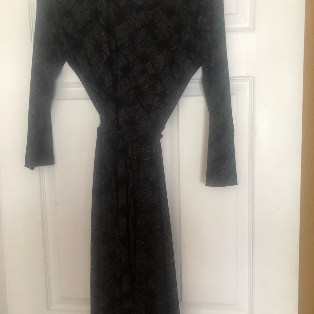 Classic Long Sleeve Black Patterned Women’s Dress